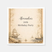Serviette En Papier Antique Nautical Map Birthday (Devant)
