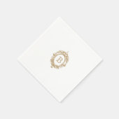 Serviette En Papier Antique or Monogram Crest Mariage (Coin)