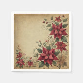 Serviette En Papier Antique Parchment Poinsettia Border Découpage (Devant)