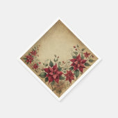 Serviette En Papier Antique Parchment Poinsettia Border Découpage (Coin)