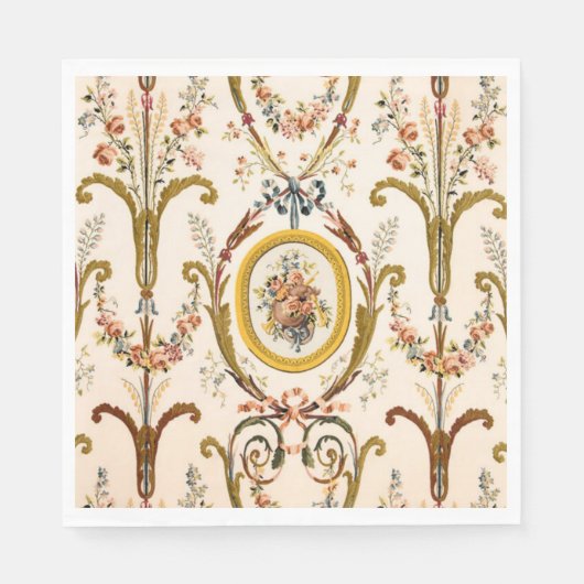 Serviette En Papier Antique Rococo Floral Gold Crème Élégante (Devant)