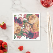 Serviette En Papier Antique Rose Botanique Pied Mariage table (En situation)