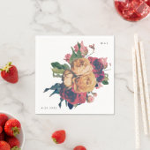 Serviette En Papier Antique Rose Botanique Pied Mariage table (En situation)