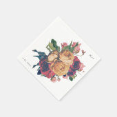 Serviette En Papier Antique Rose Botanique Pied Mariage table (Coin)