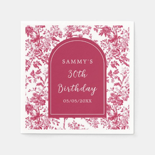 Serviette En Papier Antique rose Chinoiserie fête d'anniversaire (Devant)