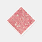 Serviette En Papier Antique rose rouge Anges et Coeurs cupides (Coin)