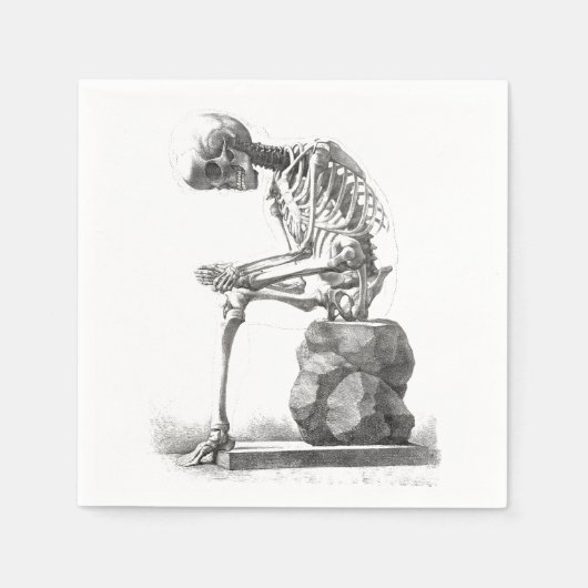 Serviette En Papier Antique Squelette Anatomie : Gothique Halloween Mé (Devant)