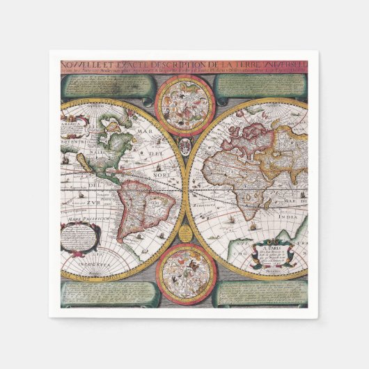 Serviette En Papier Antique vieille carte inspirée (12) (Devant)