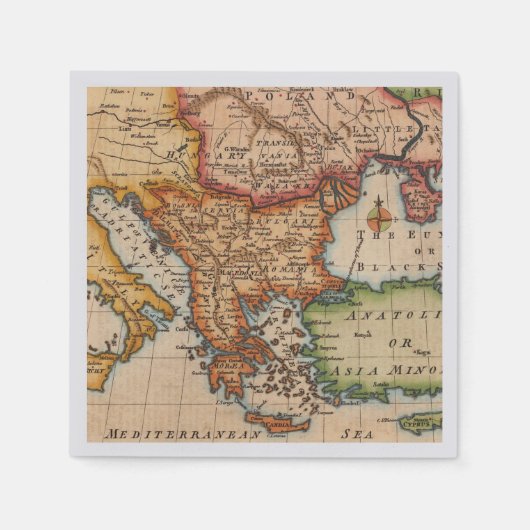 Serviette En Papier Antique vieille carte inspirée (2) (Devant)