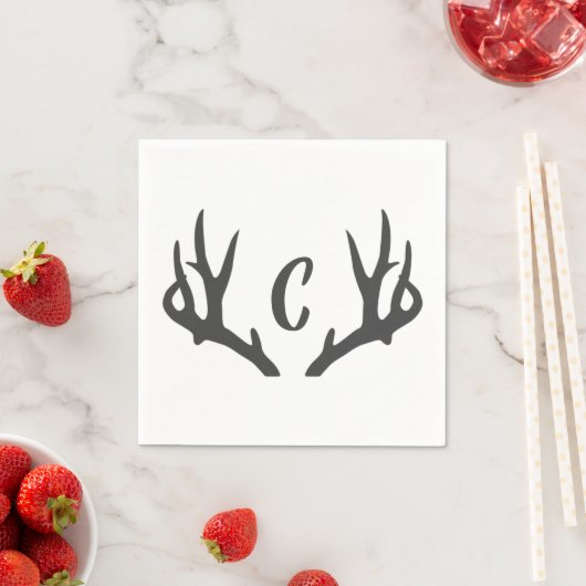 Serviette En Papier Antler Monogramme (En situation)