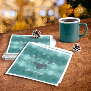 Serviette En Papier Antlers de cerfs Silhouette et flocons de neige Tu