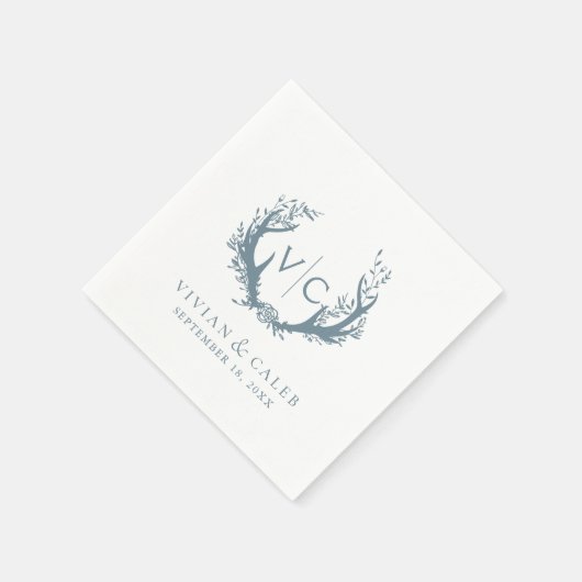 Serviette En Papier Antlers rustiques avec couronne fleurie | MARIAGE (Coin)