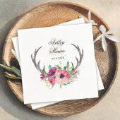 Serviette En Papier Antlers Rustiques Boho Floral Allure