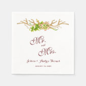 Serviette En Papier Antlers rustiques élégant et Mariage Fleur sauvage (Devant)
