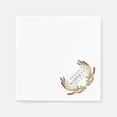 Serviette En Papier Antlers rustiques et verdure | Mariage de nom pers (Devant)