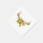 Serviette En Papier Antlers rustiques Sunflower Monogram Mariage Cockt (Coin)