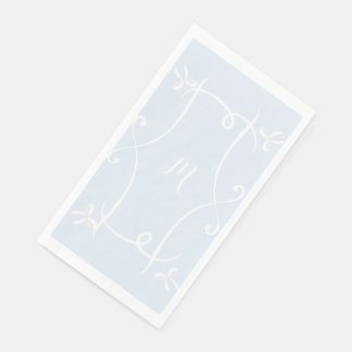 Serviette En Papier Antoinette Bleu Élégant Emblème Filigree