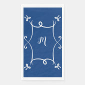 Serviette En Papier Antoinette Marine Bleu Élégant Emblème Filigree (Devant)