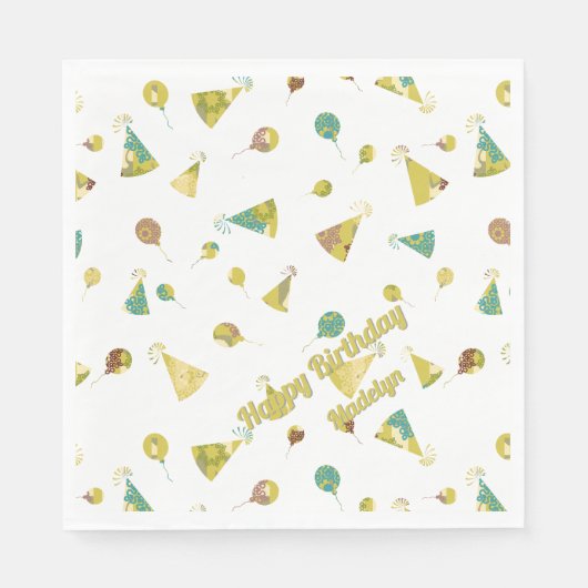 Serviette En Papier Any Age Birthday Celebration Silhouette Pattern (Devant)