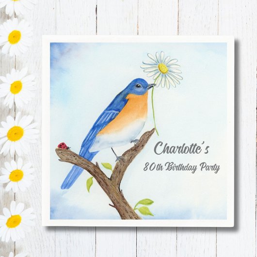 Serviette En Papier Any Age Happy April Birthday with Bluebird