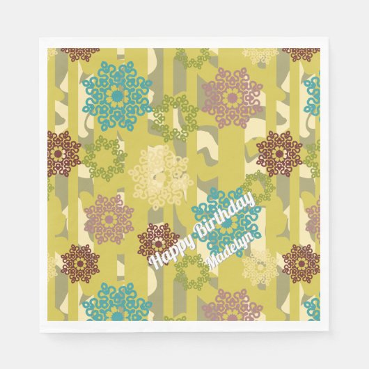 Serviette En Papier Any Age Urban Floral Birthday (Devant)