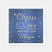 Serviette En Papier ANY Birthday Cheers Brushed Blue and Gold Confetti (Devant)