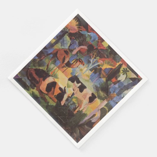 Serviette En Papier Août Macke Paysage avec vaches et chameau (Coin)
