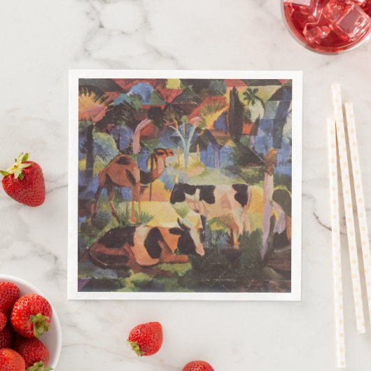 Serviette En Papier Août Macke Paysage avec vaches et chameau (En situation)