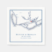 Serviette En Papier Apalachicola FL Map Élégant Mariage bleu marine (Devant)