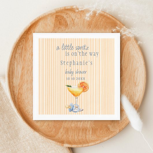 Serviette En Papier Aperol Spritz Blue Orange Citrus Boy Baby Shower