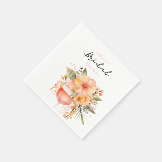 Serviette En Papier Aperol Spritz Floral Réception de Mariage (Coin)