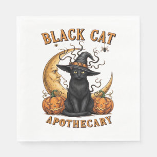 Serviette En Papier Apothecaire de chat noir - Lune de cuisine d'Hallo