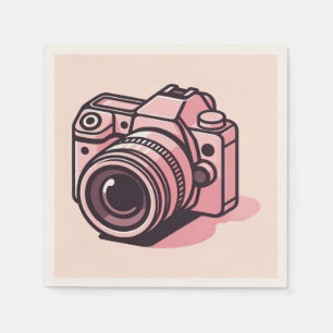 Serviette En Papier Appareil photo numérique reflex tendance rose pers