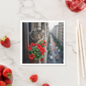 Serviette En Papier Appartement Tabby Chat Dans La Fenêtre (En situation)