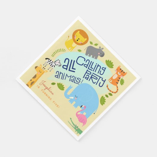 Serviette En Papier Appel à tous les animaux de la partie anniversaire (Coin)