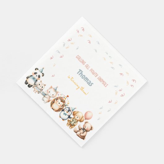 Serviette En Papier Appel à toutes les fêtes d'anniversaire des animau (Coin)