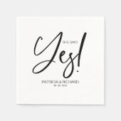 Serviette En Papier Appel élégant Elle a dit oui Fête de fiançailles (Devant)