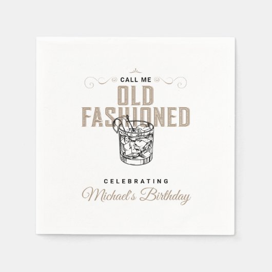 Serviette En Papier Appelez-moi Anniversaire Retro White Whiskey Anniv (Devant)
