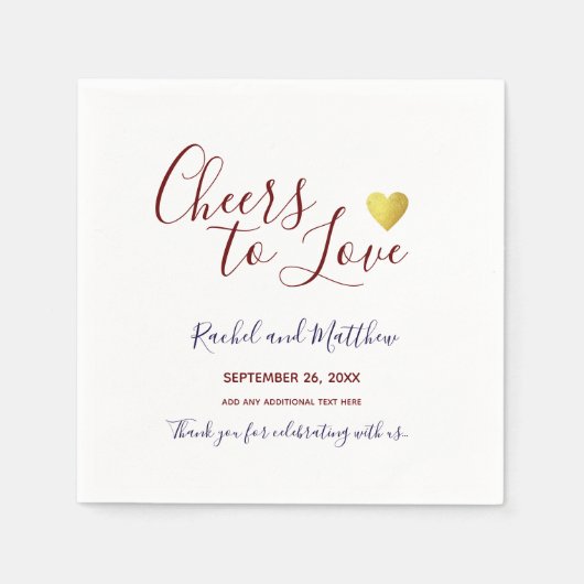Serviette En Papier applaudissements ! mariage encourage à aimer écrit (Devant)