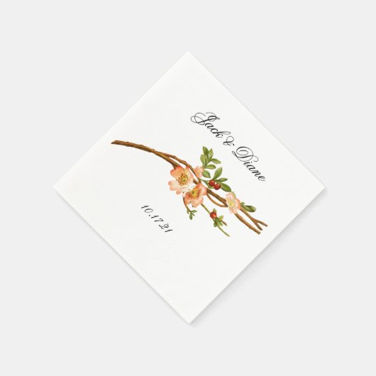 Serviette En Papier Apple Blossom Watercolor Mariage (Coin)