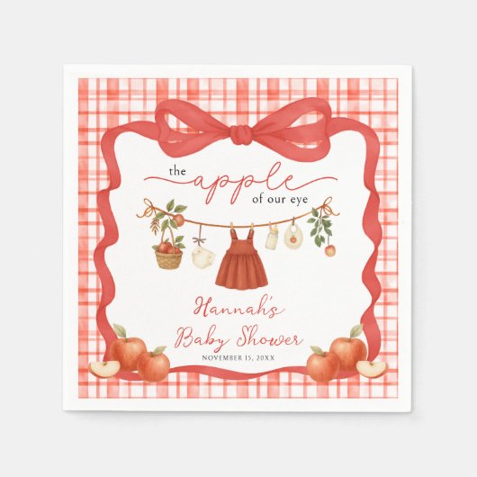 Serviette En Papier Apple of Our Eye Girl Clothesline Baby Shower (Devant)