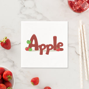 Serviette En Papier Apple Word Art avec des pommes rouges et vertes