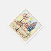 Serviette En Papier Applique, maisons, village (Coin)