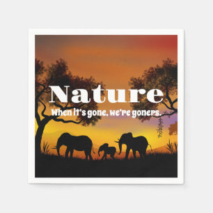 Serviette En Papier Apprécier la nature et les éléphants