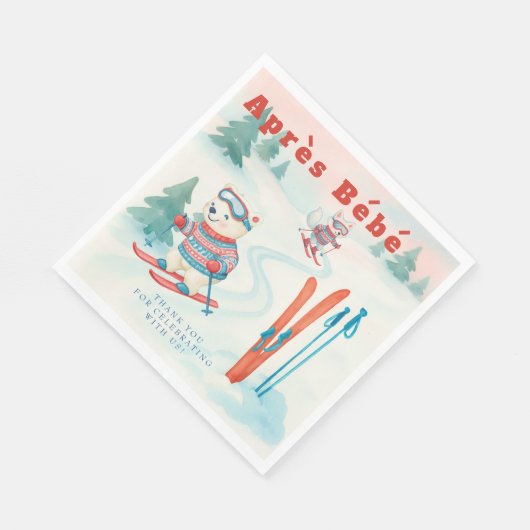 Serviette En Papier Après Bébé baby ski Polar bear Fox woodland (Coin)