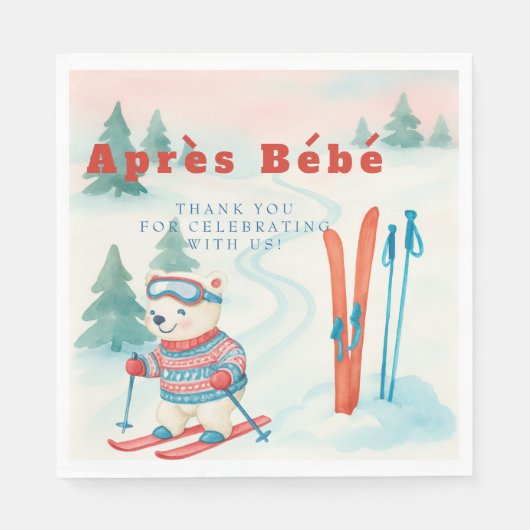 Serviette En Papier Après Bébé ski Polar Bear (Devant)