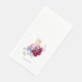 Serviette En Papier Après je fais Magenta Floral Champagne Mariage (Coin)