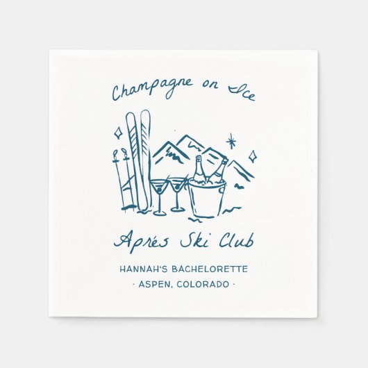 Serviette En Papier Après Ski Champagne on Ice Winter Bach Party (Devant)