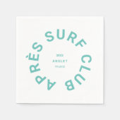 Serviette En Papier Après Surf Club Turquoise Surfers Social Crest (Devant)