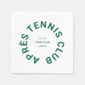 Serviette En Papier Après Tennis Club personnalisé Crest vert (Devant)